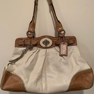 COACH Light Beige/Off White Leather  Shoulder Bag